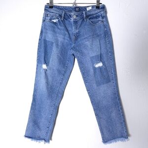 Gap Faux Patchwork Destroyed Girlfriend Jeans Size 28